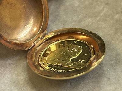 コインをはめ込んだ状態を内部から確認しているゴールドロケットの写真