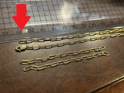 長さ調整後のチェーンと仕上がり確認